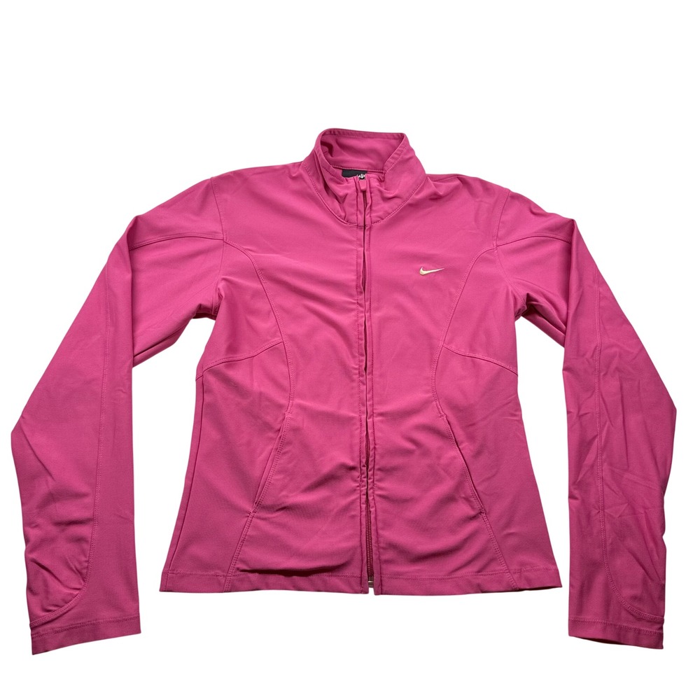 Nike Womens Full Zip Athletic Jacket Pink Mock Neck Small (4-6)